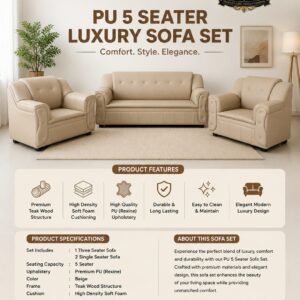 PU 5-Seater Luxury Sofa Set