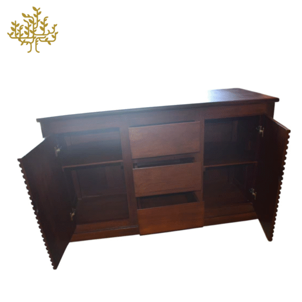Elegant French-Style Teak Storage Table – 2 Doors & 3 Drawers Inclusive GST and Delivery - Image 10